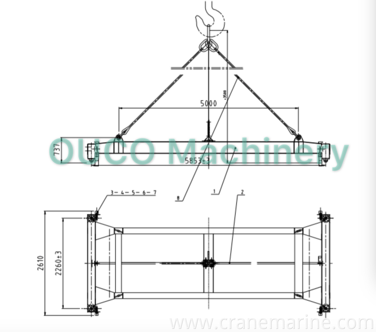 OUCO 20 ~ 40 ft Electric Rotary Container Spreader